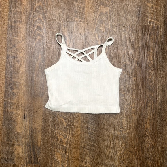 White Cross Back Tank Top - Picture 1 of 2